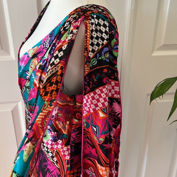 Ginger & Java 100% silk floral stunning colorful dress size large - Picture 5 of 12